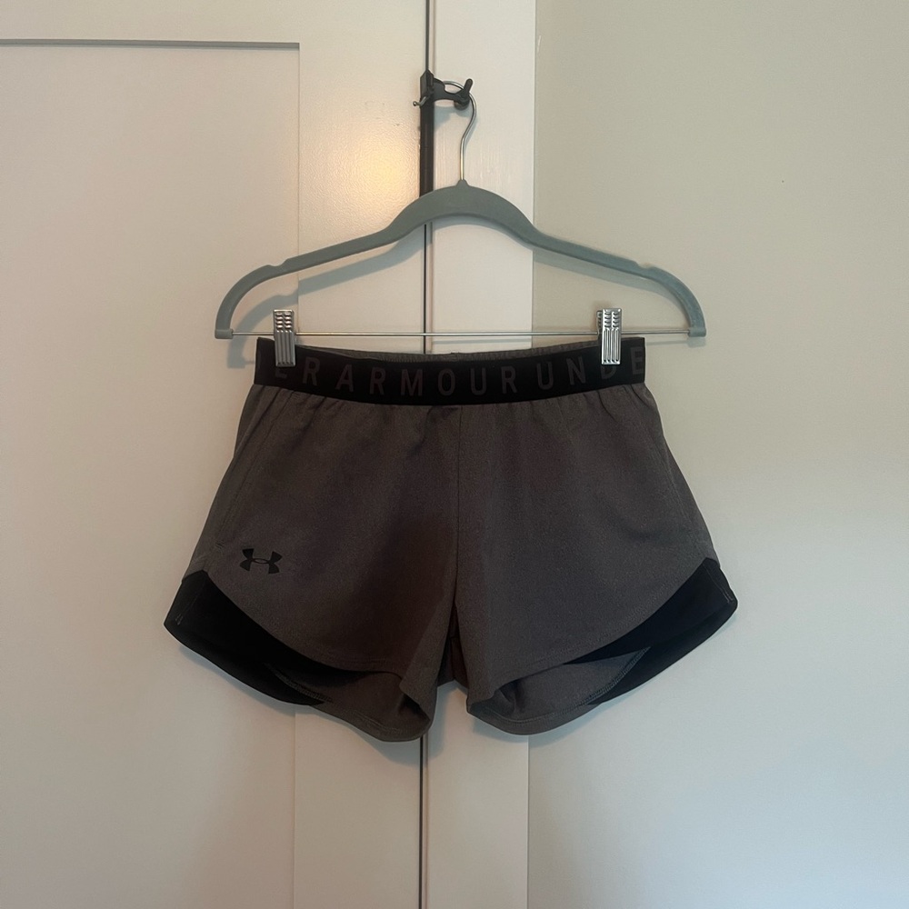 Under Armour Women's Black and Gray Athletic Shorts